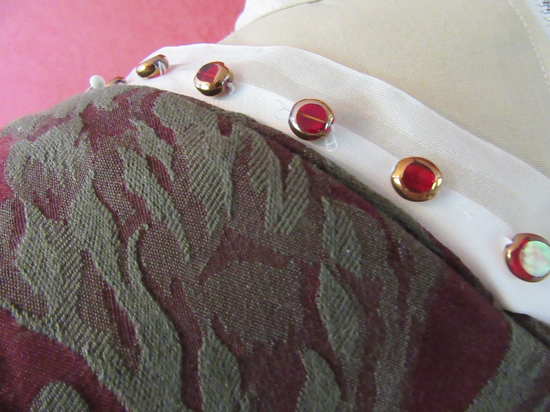 1500s Reproduction Olive and Burgandy Tudor Kirtle Beading