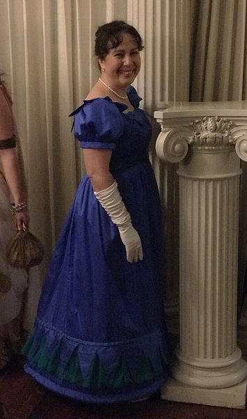 Reproduction 1820s Blue Dress with Van Dyke Points Bodice. Worn at PEERS Le Bal des Vampires 2017 