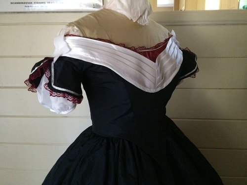 Reproduction Mid Victorian Dark Navy Ballgown Bodice Right Quarter