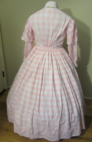 1850s Reproduction Sheer Pink Day Dress Back.