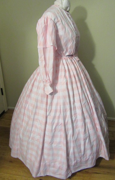 1850s Reproduction Sheer Pink Day Dress Right.