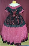 Burgandy/Red and Black Victorian Style Ballgown front view