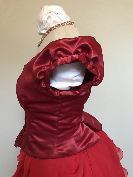 1870s Reproduction Red Polyester Bodice Left. 