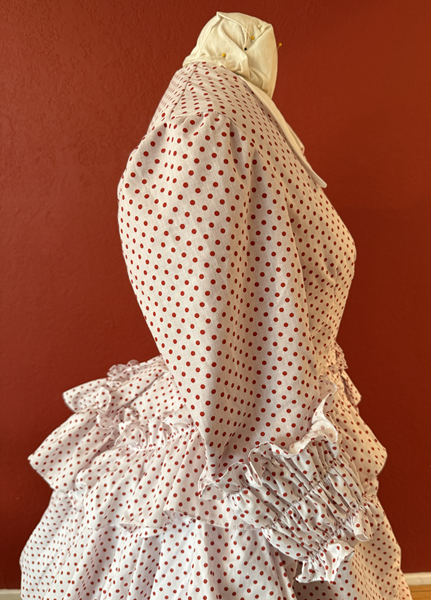 1870s Red Polka Dotted Dress Bodice Right. Vogue V1537 