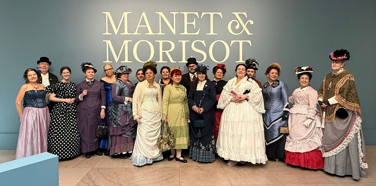 1870s Red Polka Dot Dress with group of costumed friends at Legion of Honor January 2026.