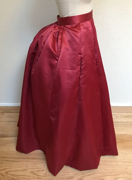 1870s Reproduction Red Polyester Underskirt Right.