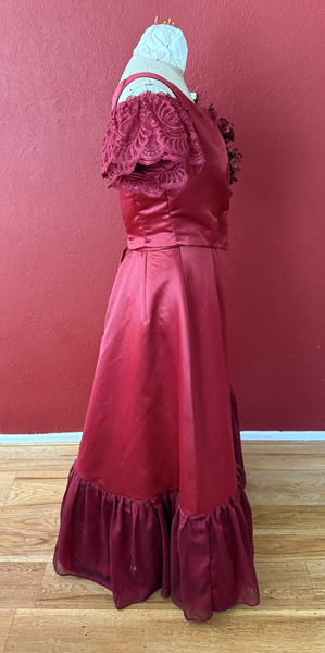Reproduction 1890s Burgundy Ballgown Right. Truly Victorian TV490 and McCall's M8231