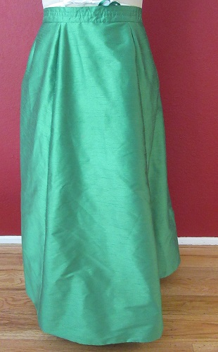 1890s Reproduction Green Ball Gown Skirt Front.