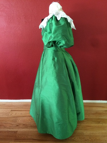 1890s Reproduction Green Ball Gown Dress Left. 