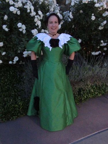 1890s Reproduction Green Ball Gown Dress