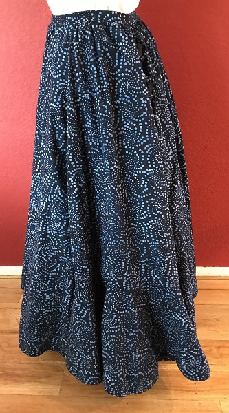 1900s Inspired Navy Blue Batik Skirt Left.