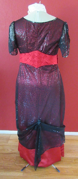 Reproduction 1910s Evening Dress Back - Red and Black. Laughing Moon #104