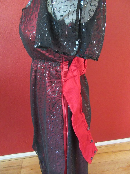 Reproduction 1910s Evening Dress Side Opening - Red and Black. Laughing Moon #104