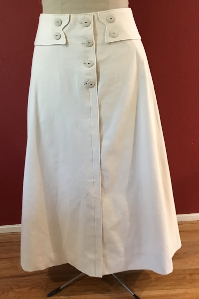 Reproduction 1916 Cream Skirt Front. 