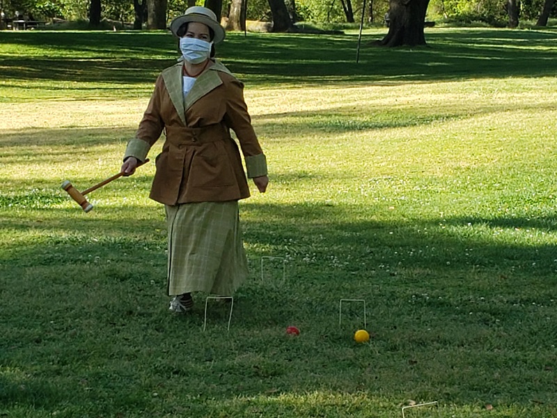 Reproduction 1916 Green Plaid Suit at Ancil Hoffman April 2021. Photo by Elle. 