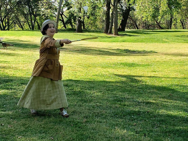 Reproduction 1916 Green Plaid Suit at Ancil Hoffman April 2021. Photo by Elle. 