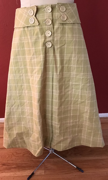 Reproduction 1916 Green Plaid Suit Skirt Front. 