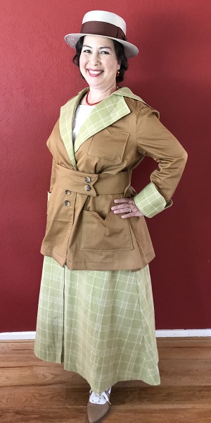 Reproduction 1916 Green Plaid Suit Left Quarter View.