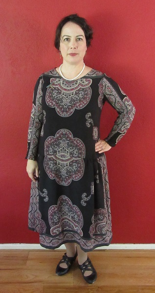 1924  Reproduction Black Print One Hour Dress   Front