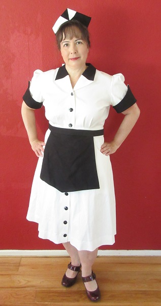 1950s Reproduction Candy Uniform Dress Front. 