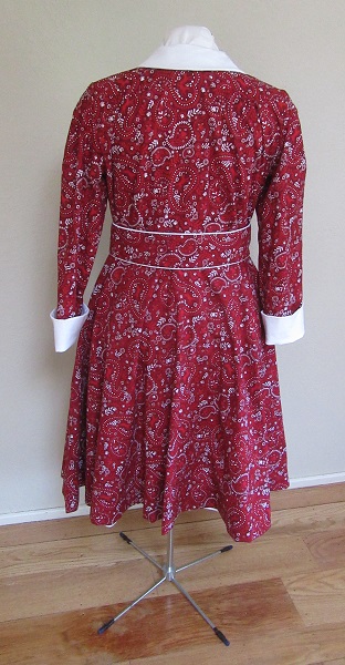 1950s Reproduction Western Swing Red Dog Dress Back.