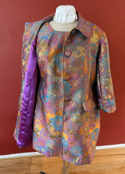 1960s Vibe Orange Multi Coat with View of Lining. Vogue V1537 