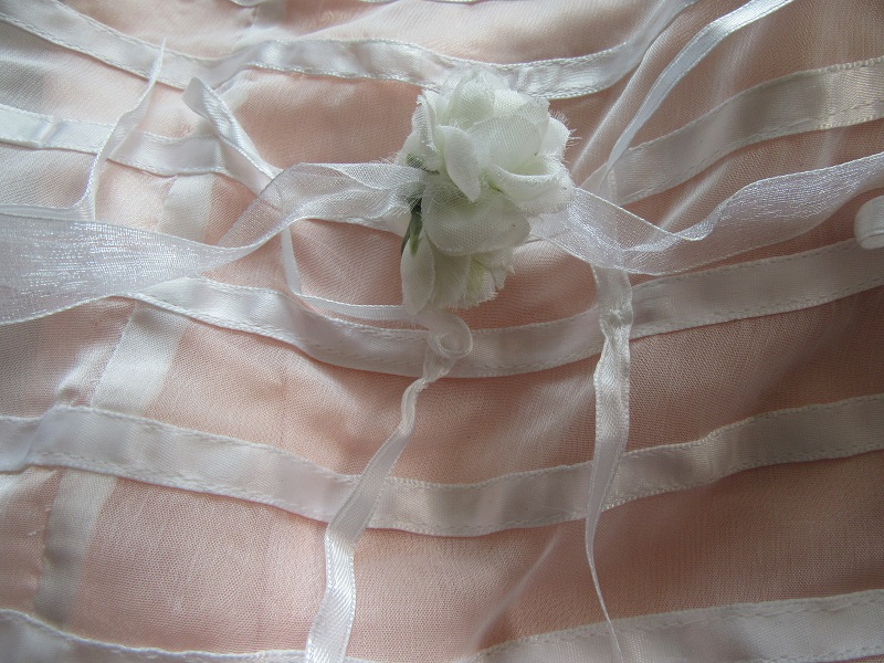 Regency Peach with White Sheer Ball Gown Flowers untied bows