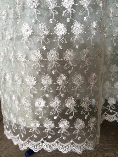 Reproduction Regency Ice Green Evening Dress Hem Detail.