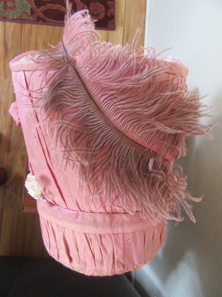 Reproduction Coal Shuttle Bonnet - Pink Silk Faux Drawn - Top