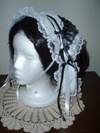 reproduction 1840s Victorian day cap with ears quarter view