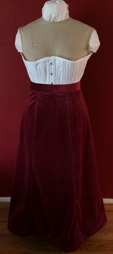 1900s Reproduction Raspberry Velvet Ball Gown Skirt Front.