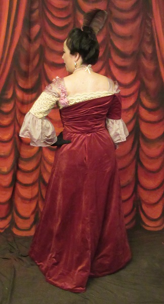 1900s Reproduction Raspberry Velvet Ball Gown Dress at GBACG Soiree au Moulin Rouge 2016. 