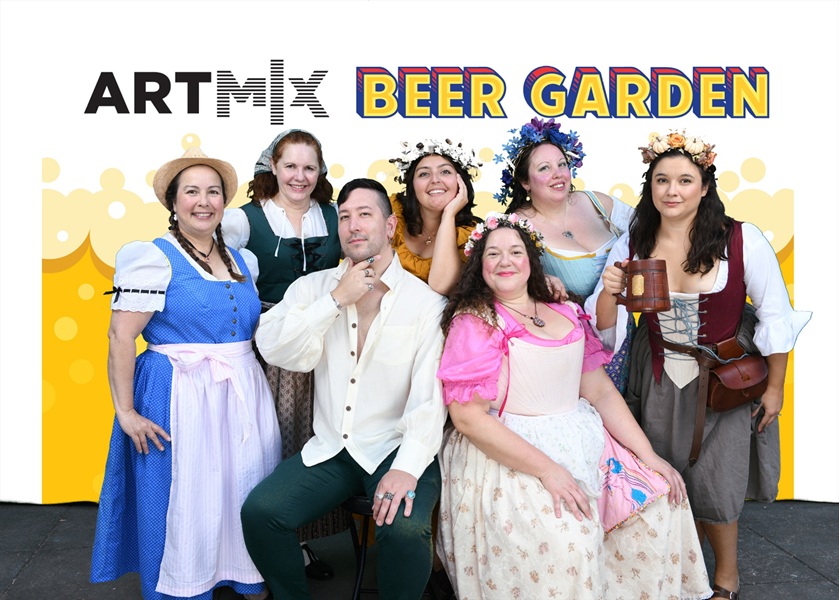Blue Dirndl at Crocker ArtMix Beer Garden September 2025. Photo by Dez Vision Photography