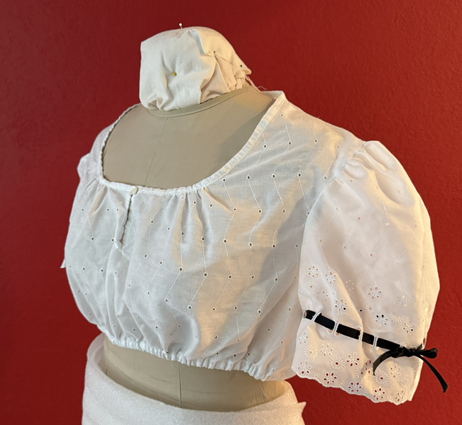 Dirndl Blouse Left Quarter View. Burda 8448 