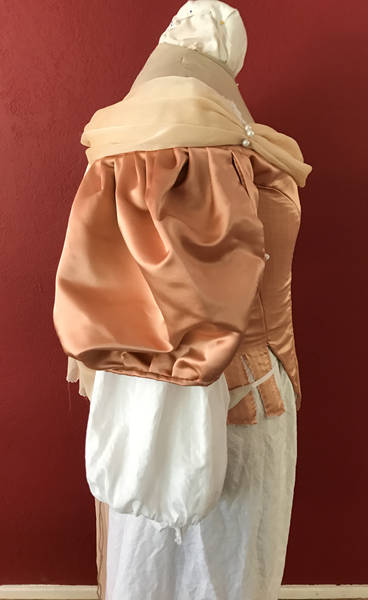 Reproduction 1660s Peach Bodice Right. 