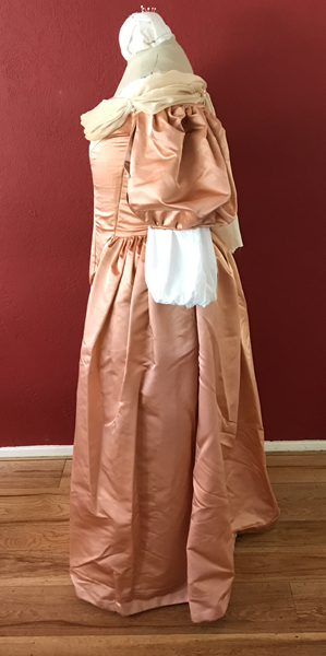 Reproduction 1660s Peach Dress Left.