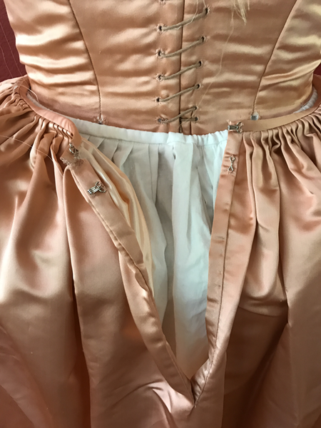 Reproduction 1660s Peach Skirt Closure. 