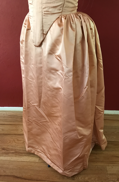 Reproduction 1660s Peach Skirt Left Quarter View.