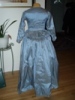 Reproduction 1792 blue silk zone front gown: back view