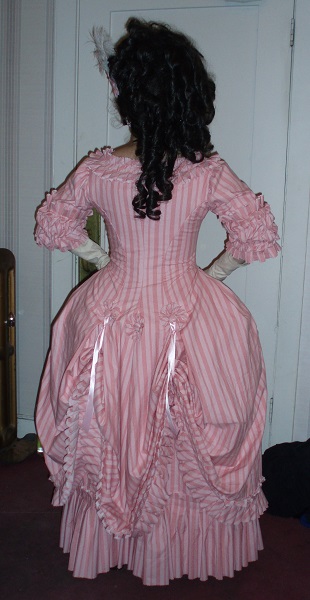 1700s Reproduction Pink Striped a la Polonaise. PEERS February 2010.