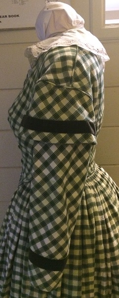 1840s Reproduction Green Plaid Bodice Left
