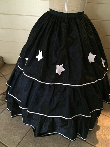 Reproduction Mid Victorian Dark Navy Ballgown Skirt Back