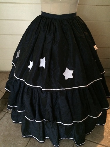 Reproduction Mid Victorian Dark Navy Ballgown Skirt Front