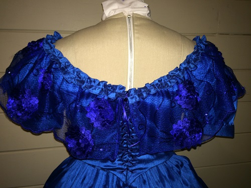 1850s Reproduction Victorian Blue Ballgown Bodice Back laced closed with flash