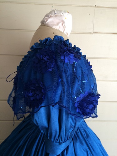 1850s Reproduction Victorian Blue Ballgown Bodice Right