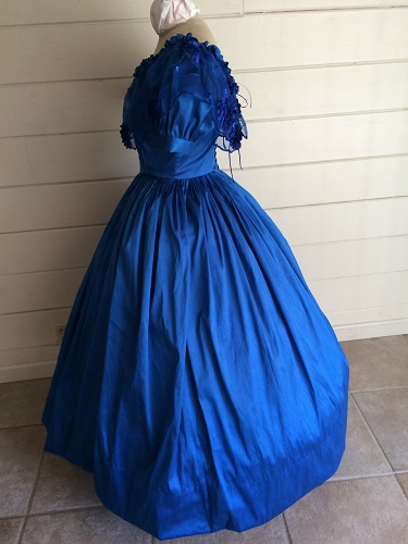 1850s Reproduction Victorian Blue Ballgown Left