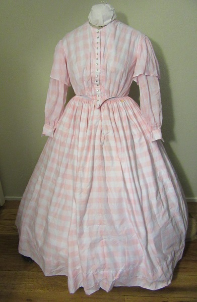 1850s Reproduction Sheer Pink Day Dress Front. 