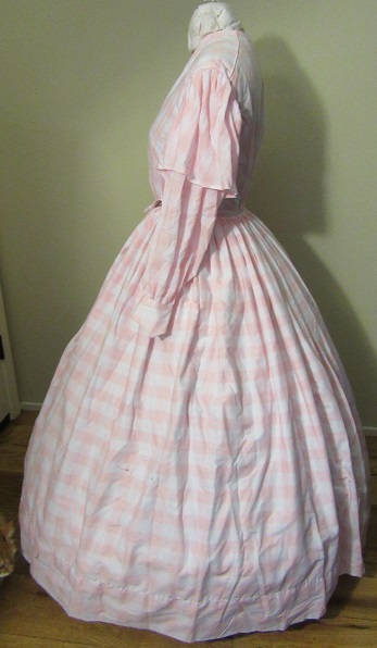 1850s Reproduction Sheer Pink Day Dress Left. 