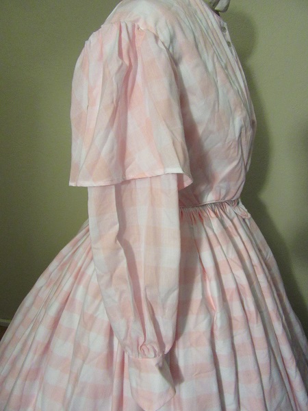 1850s Reproduction Sheer Pink Day Dress Sleeve Detail
