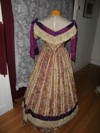 1860s Reproduction Floral Striped Evening Dress back